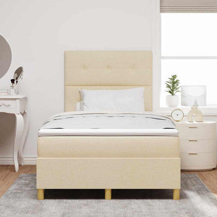 Box spring seng med hovedgærde Creme 120 x 200 cm Stof