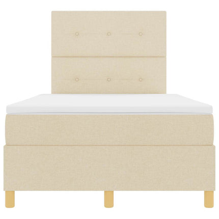 Box spring seng med hovedgærde Creme 120 x 200 cm Stof