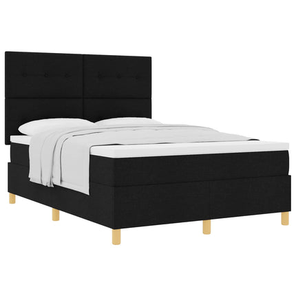 Box spring seng med madras Sort 140 x 200 cm Stof