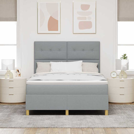 Box spring seng med hovedgærde Lysegrå 160 x 200 cm Stof