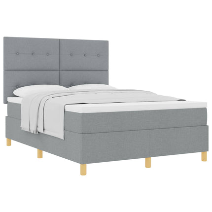 Box spring seng med hovedgærde Lysegrå 160 x 200 cm Stof