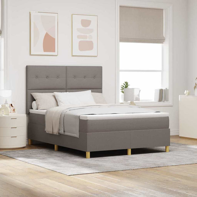 Box spring seng med hovedgærde Gråbrun 160 x 200 cm Stof