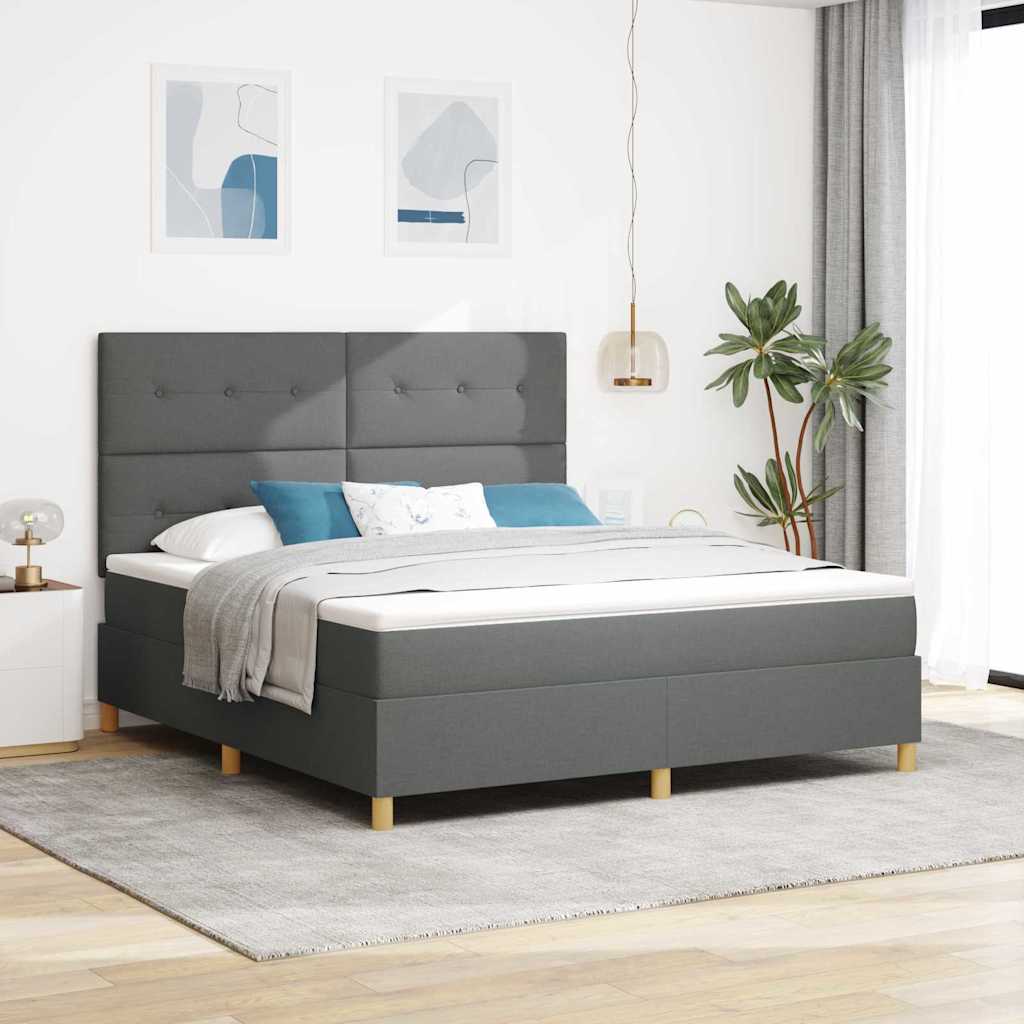 Box spring seng med hovedgrde Mrkegr 180 x 200 cm Stof