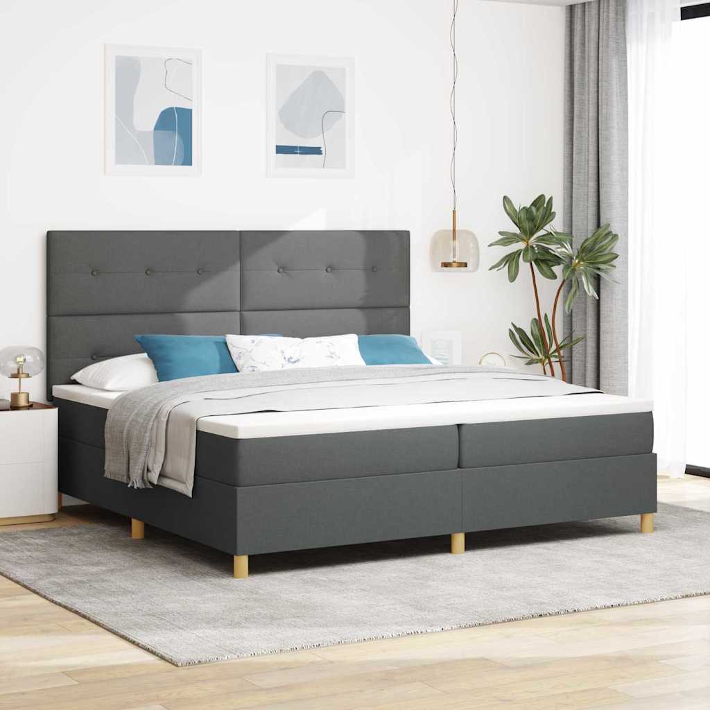 Box spring seng med hovedgrde Mrkegr 200 x 200 cm Stof