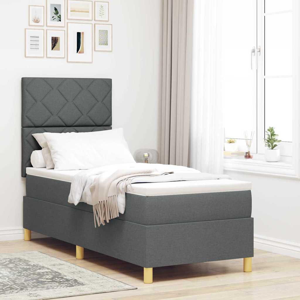 Box spring seng med hovedgrde Mrkegr 80 x 200 cm Stof