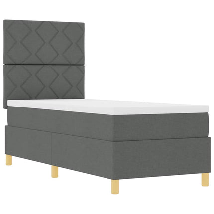 Box spring seng med hovedgærde Mørkegrå 80 x 200 cm Stof