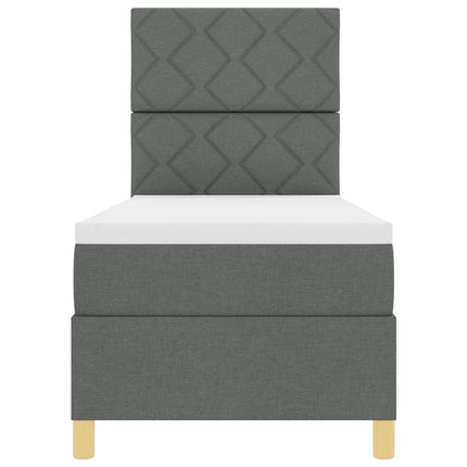 Box spring seng med hovedgærde Mørkegrå 80 x 200 cm Stof