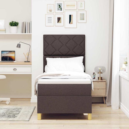 Box spring seng med hovedgærde Mørk Brun 80 x 200 cm Stof