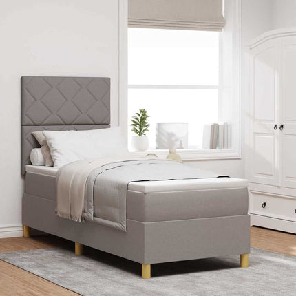 Box spring seng med hovedgærde Gråbrun 80 x 200 cm Stof