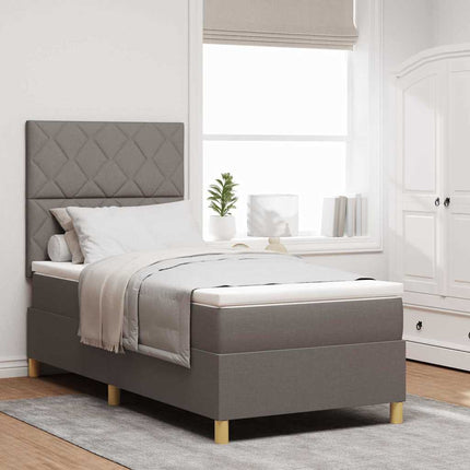 Box spring seng med hovedgærde Gråbrun 90 x 190 cm Stof