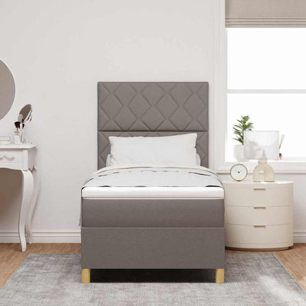 Box spring seng med hovedgærde Gråbrun 90 x 190 cm Stof