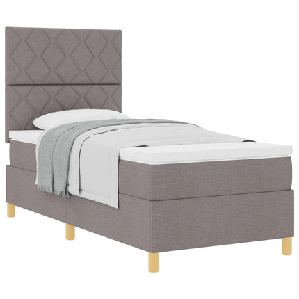 Box spring seng med hovedgærde Gråbrun 90 x 190 cm Stof