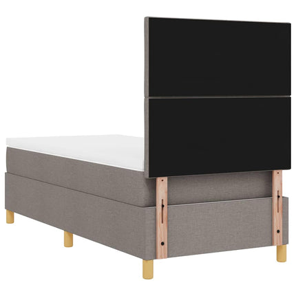 Box spring seng med hovedgærde Gråbrun 90 x 190 cm Stof
