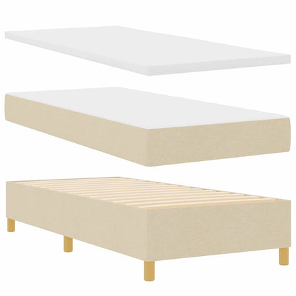 Box spring seng med hovedgærde Creme 90 x 190 cm Stof