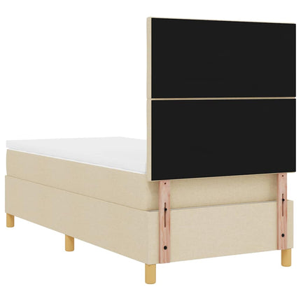 Box spring seng med hovedgærde Creme 90 x 190 cm Stof
