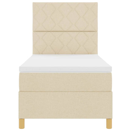 Box spring seng med hovedgærde Creme 90 x 190 cm Stof