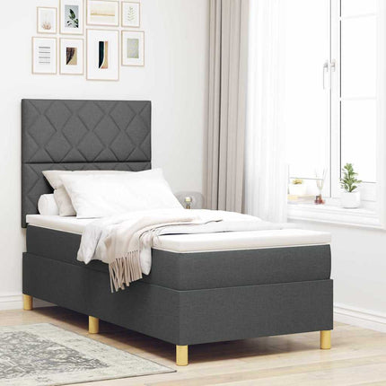 Box spring seng med hovedgærde Mørkegrå 90 x 200 cm Stof