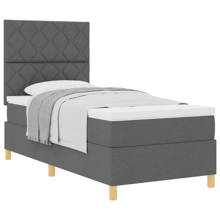 Box spring seng med hovedgærde Mørkegrå 90 x 200 cm Stof