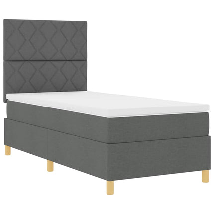 Box spring seng med hovedgærde Mørkegrå 90 x 200 cm Stof