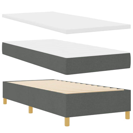 Box spring seng med hovedgærde Mørkegrå 90 x 200 cm Stof