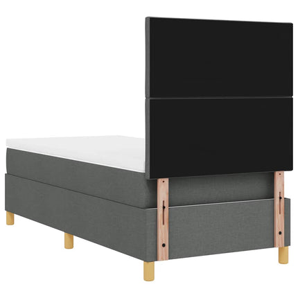 Box spring seng med hovedgærde Mørkegrå 90 x 200 cm Stof