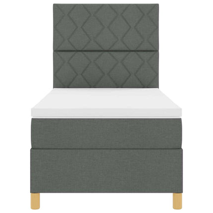 Box spring seng med hovedgærde Mørkegrå 90 x 200 cm Stof