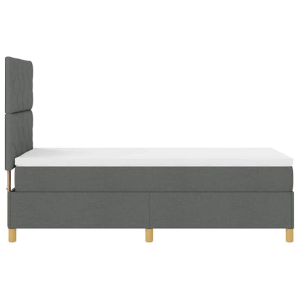 Box spring seng med hovedgærde Mørkegrå 90 x 200 cm Stof