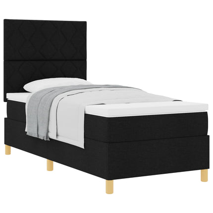 Box spring seng med hovedgærde Sort 90 x 200 cm Stof