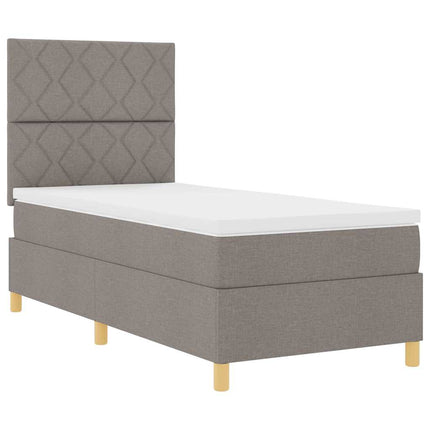 Box spring seng med hovedgærde Gråbrun 90 x 200 cm Stof