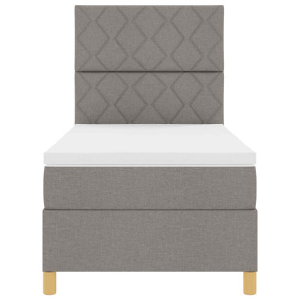 Box spring seng med hovedgærde Gråbrun 90 x 200 cm Stof