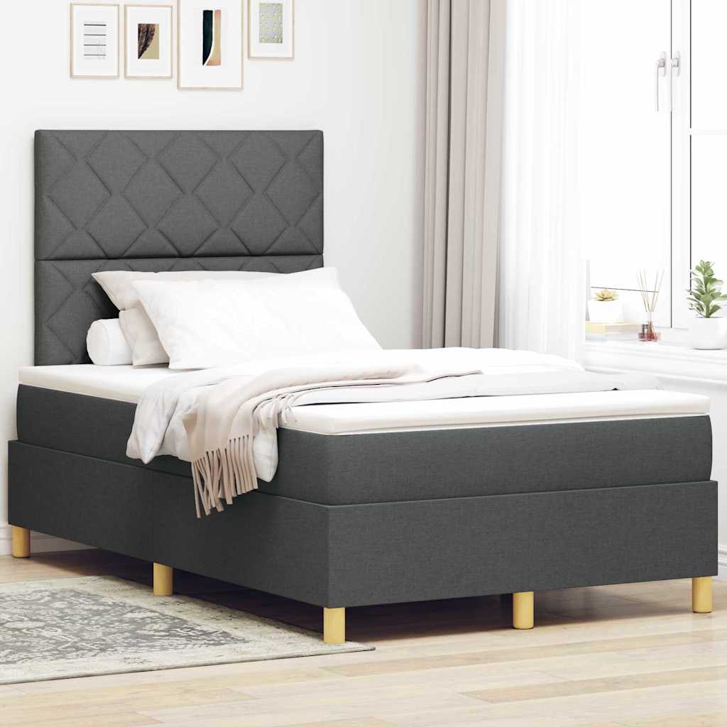 Box spring seng med hovedgrde Mrkegr 120 x 200 cm Stof