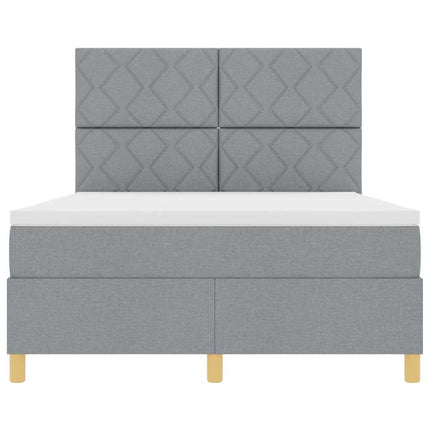 Box spring seng med hovedgærde Lysegrå 140 x 200 cm Stof