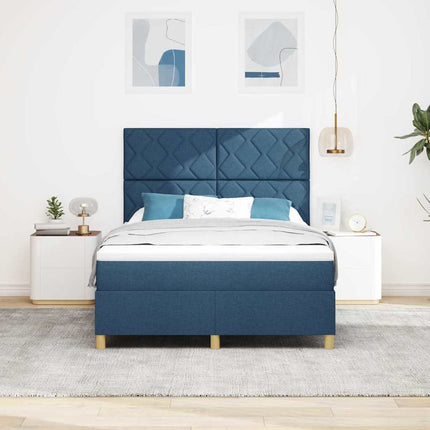 Box spring seng med hovedgærde Blå 140 x 200 cm Stof