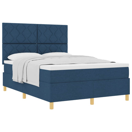 Box spring seng med hovedgærde Blå 140 x 200 cm Stof