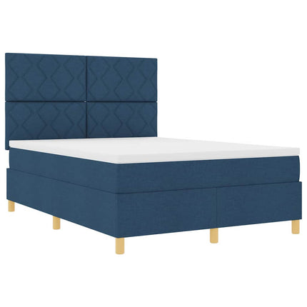 Box spring seng med hovedgærde Blå 140 x 200 cm Stof