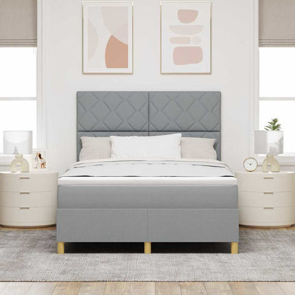 Box spring seng med hovedgærde Lysegrå 160 x 200 cm Stof
