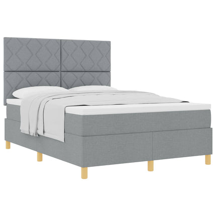 Box spring seng med hovedgærde Lysegrå 160 x 200 cm Stof