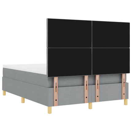 Box spring seng med hovedgærde Lysegrå 160 x 200 cm Stof
