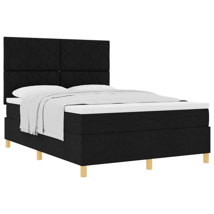 Box spring seng med hovedgærde Sort 160 x 200 cm Stof