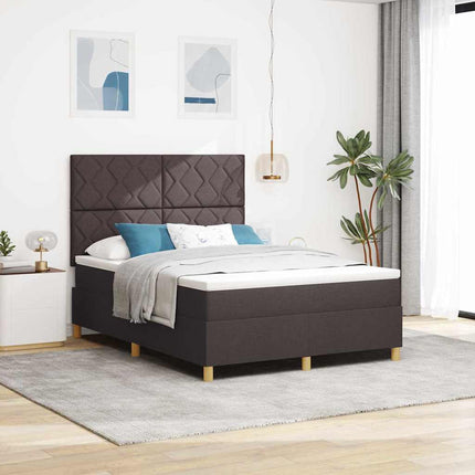 Box spring seng med hovedgærde Mørk Brun 160 x 200 cm Stof
