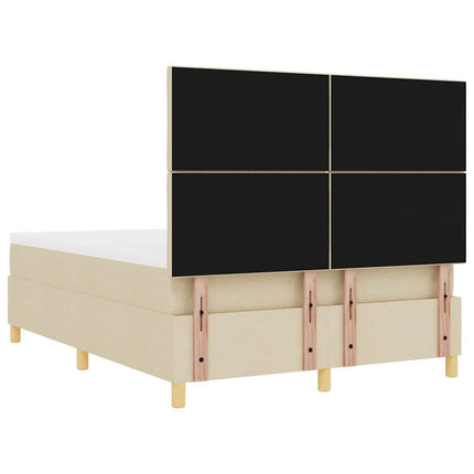 Box spring seng med hovedgærde Creme 160 x 200 cm Stof