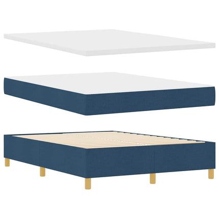 Box spring seng med madras med hovedgærde Blå 160 x 200 cm Stof