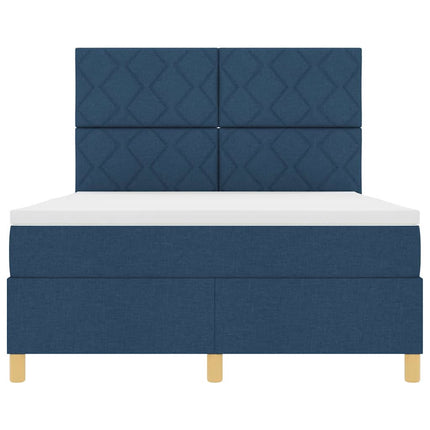 Box spring seng med madras med hovedgærde Blå 160 x 200 cm Stof