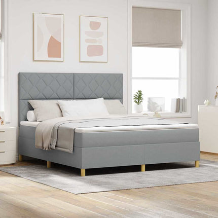 Box spring seng med hovedgærde Lysegrå 180 x 200 cm Stof