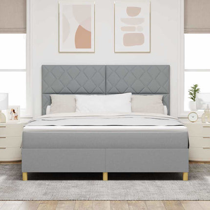 Box spring seng med hovedgærde Lysegrå 180 x 200 cm Stof