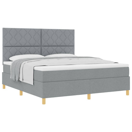 Box spring seng med hovedgærde Lysegrå 180 x 200 cm Stof