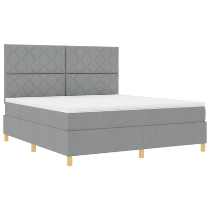 Box spring seng med hovedgærde Lysegrå 180 x 200 cm Stof