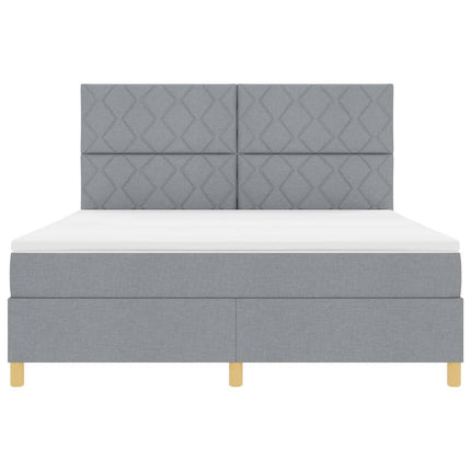 Box spring seng med hovedgærde Lysegrå 180 x 200 cm Stof