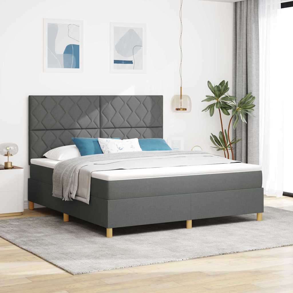 Box spring seng med hovedgrde Mrkegr 180 x 200 cm Stof