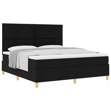 Box spring seng med hovedgærde Sort 180 x 200 cm Stof